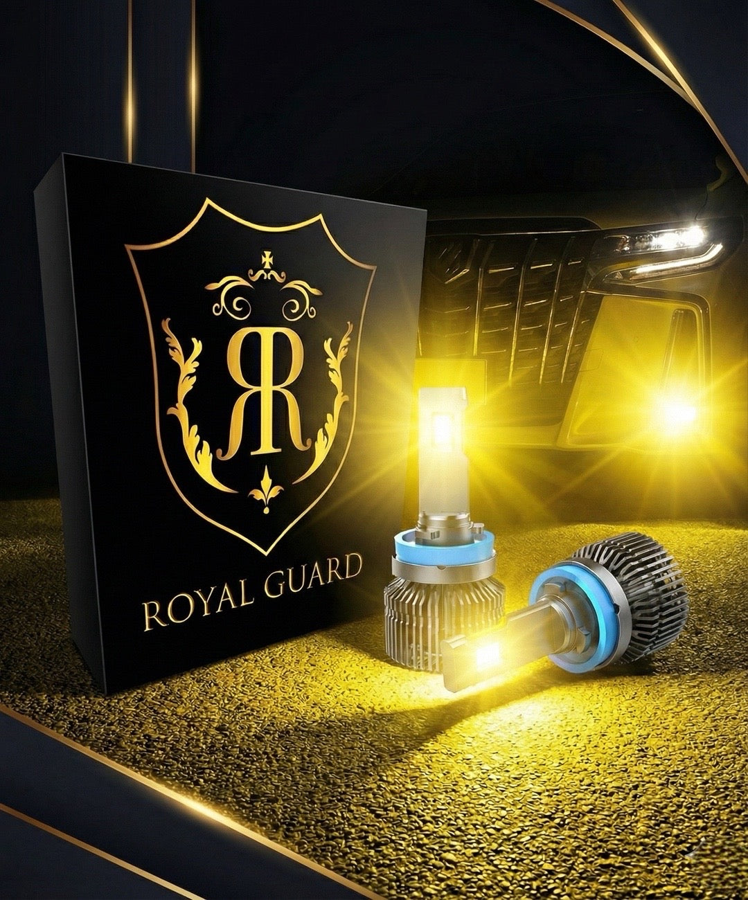 【公式最安値】実測世界一明るい 21500LM ロイヤルガードオメガLED H8 H11 H16 イエロー フォグ