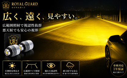 40系 アルファード 40系 ヴェルファイア L1b LEDバルブ 純正LEDフォグ交換キット イエロー 3000ｋ ロイヤルガード 零