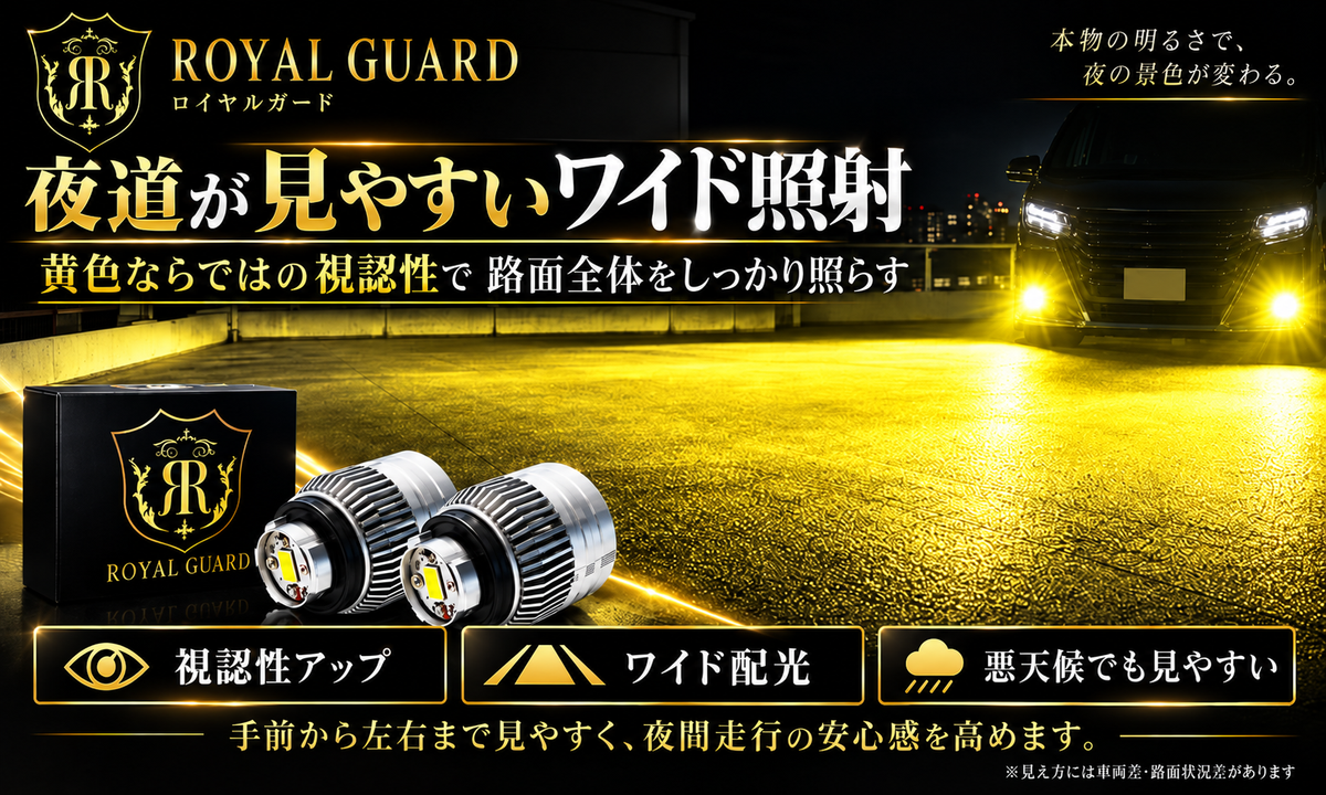 ロイヤルガード 爆光 L1B LED フォグランプ イエロー 実測15000LM トヨタ 日産 ホンダ ダイハツ スズキ 純正LEDフォグ交換用