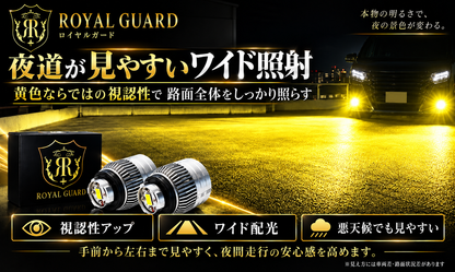 ロイヤルガード 爆光 L1B LED フォグランプ イエロー 実測15000LM トヨタ 日産 ホンダ ダイハツ スズキ 純正LEDフォグ交換用
