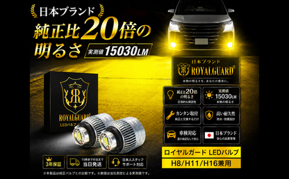 公式最安値】 2026年 ロイヤルガードオメガ LEDフォグ アンバー H8 H11