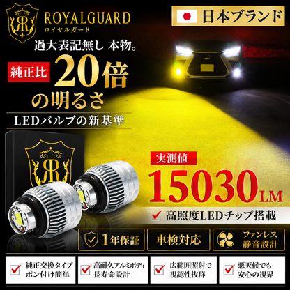 【公式最安値】【日本ブランド×実測値】 ロイヤルガード L1B LED フォグランプ イエロー 実測15000LM トヨタ 日産 ホンダ ダイハツ スズキ 純正LEDフォグ交換用