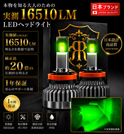 【公式最安値】 2026 ロイヤルガードオメガ LEDフォグライムグリーン H8 H11 H16 HB4 psx 26W